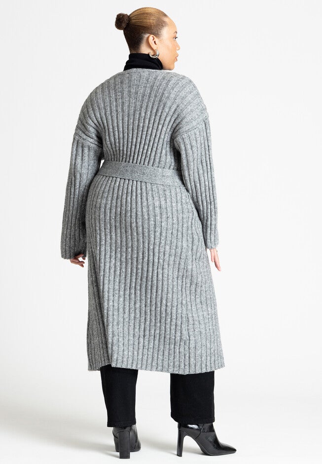 Long Belted Cardigan, CHARCOAL GRAY, on-hover image number null