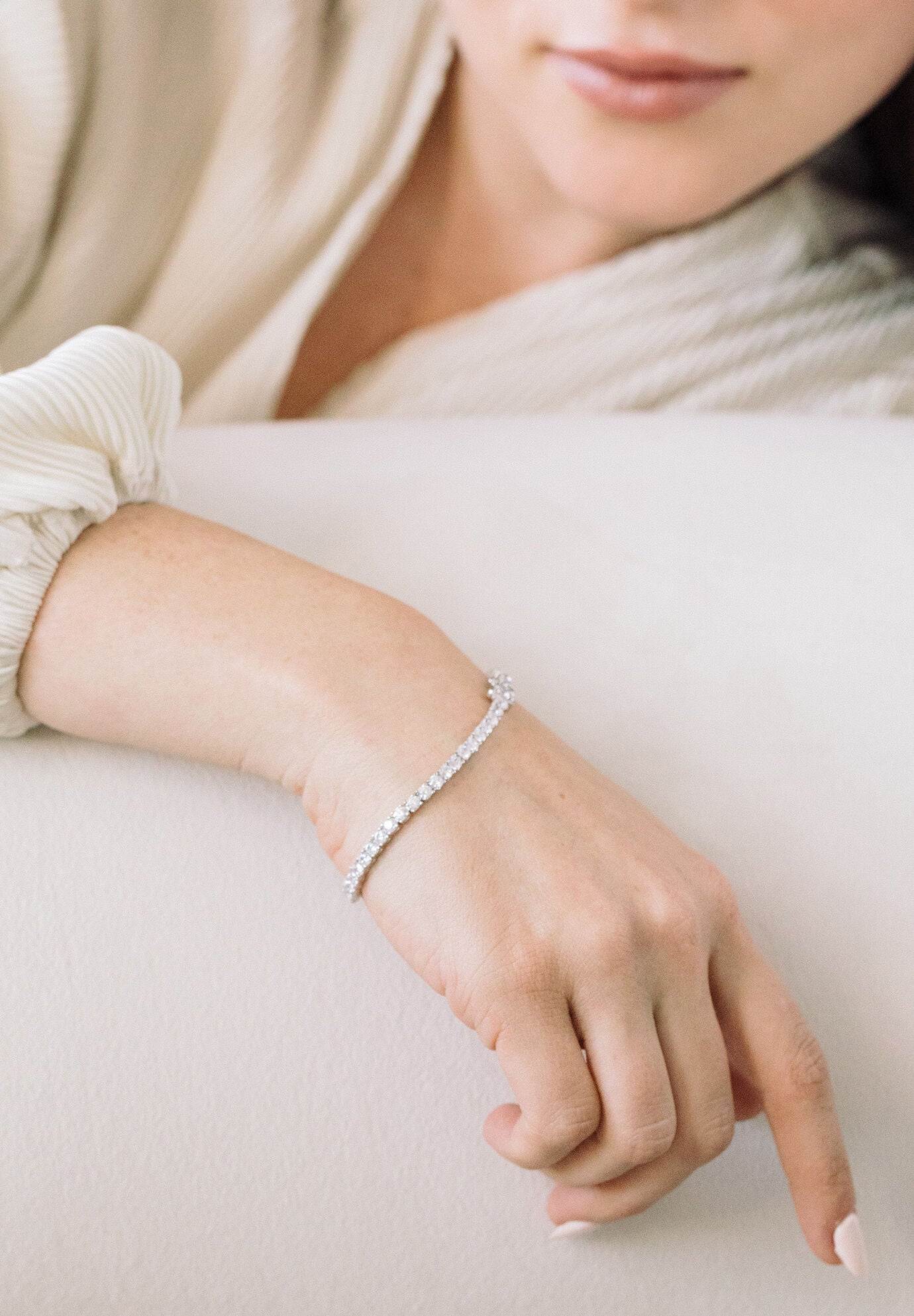Isabella Vermeil Silver Tennis Bracelet, SILVER, alternate image number 2