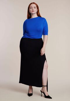 Colorblocked Elbow-Sleeve Maxi Dress