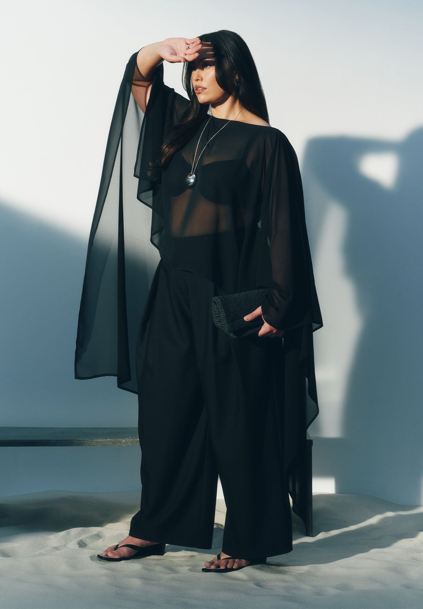 Sheer Dramatic Chiffon Cape