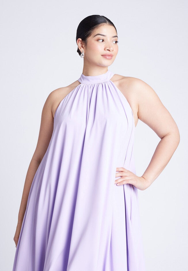 High Low Dramatic Ruffle Detail Dress, LILAC BREEZE, alternate image number null