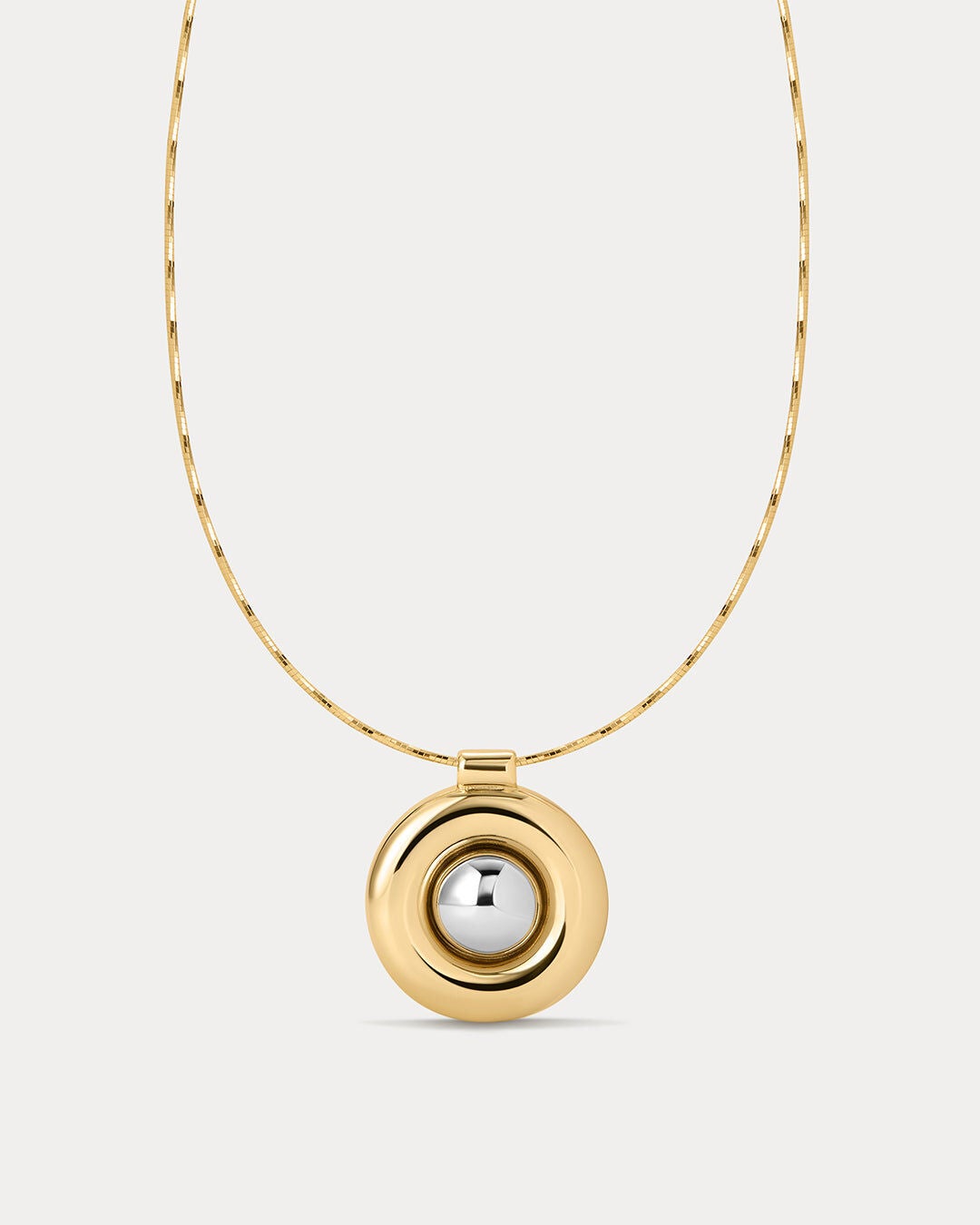 The Chrome Orb Pendant Necklace, GOLD, hi-res image number 0
