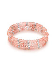 The Coquille Beaded Bracelet Set- Silver