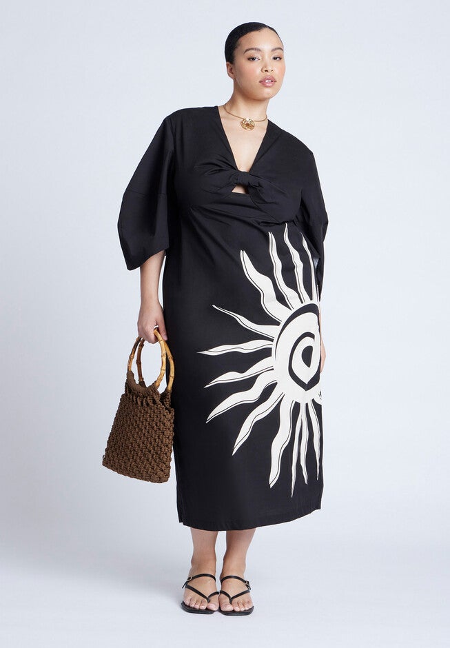 Twist Detail Printed Column Dress, BLAZING SUN, alternate image number null