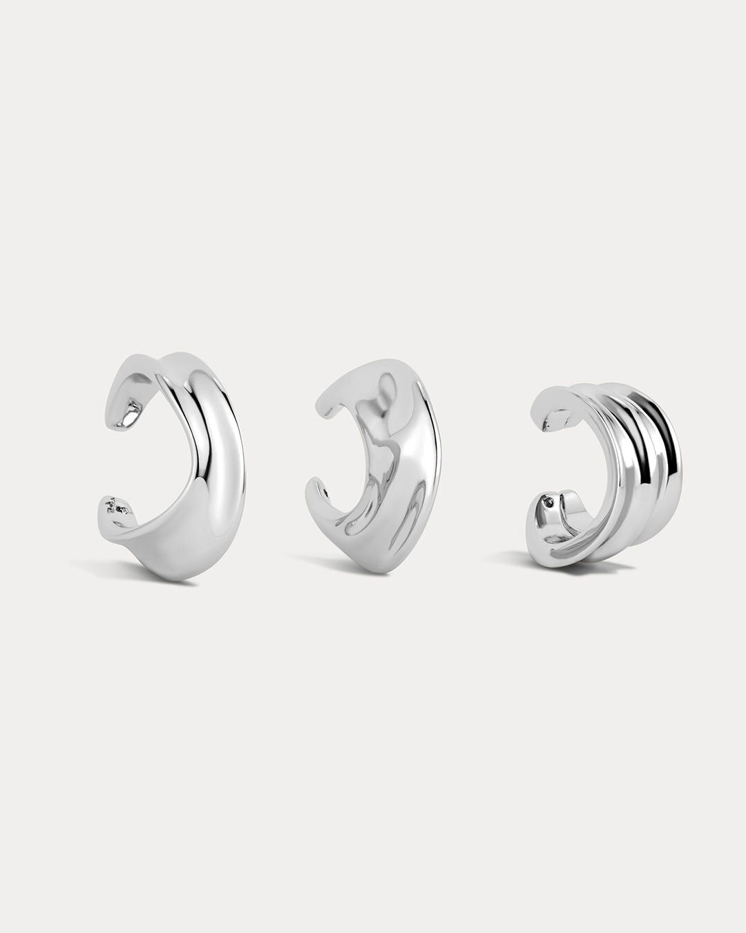 The Mercury Disc Ear Cuff Set, SILVER, hi-res image number 0