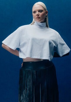 Mock Neck Crop Tee