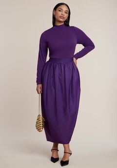 Knit & Taffeta Maxi Dress