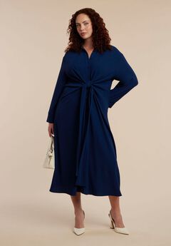 Tie Front Oversized Shirt Dress