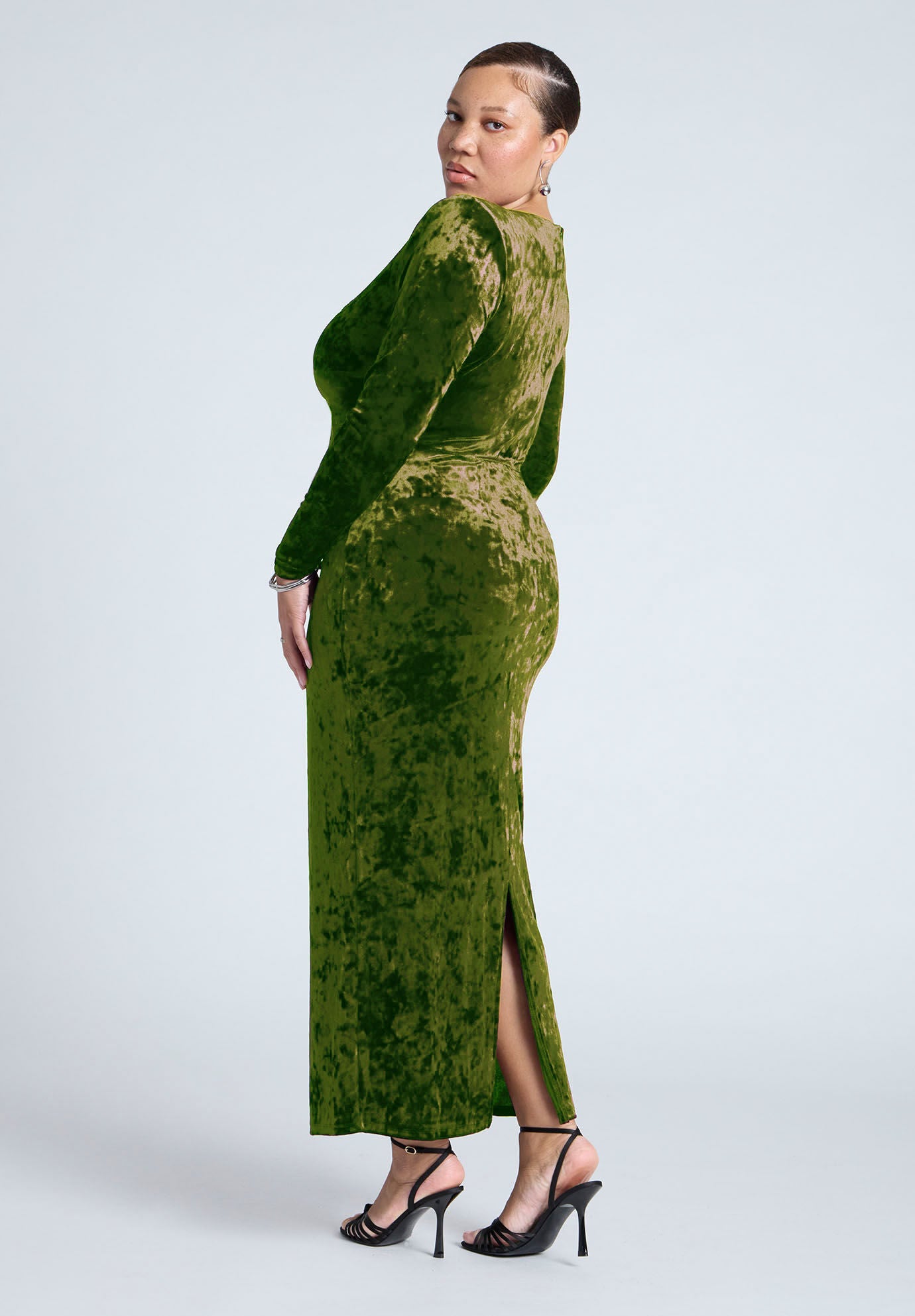 Twist Bodice Velvet Maxi Dress, CARDAMOM SEED, on-hover image number 1