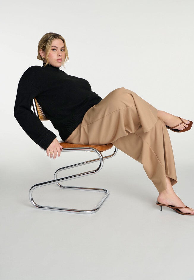 Woven Wide Leg Crop Pant, TOBACCO BROWN, alternate image number null