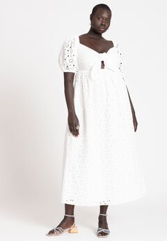 Eyelet Tie Front Maxi Dress
