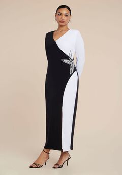 Colorblock Embellished Maxi Dress