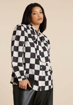 Printed Tie Neck Blouse