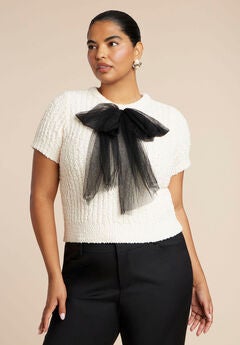 Sweater With Sheer Bow