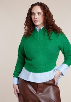 Tall V-Neck Cropped Sweater