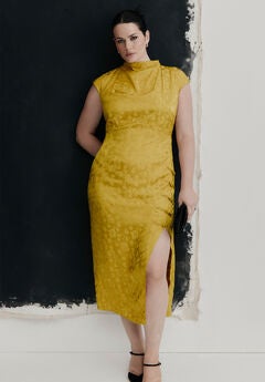 Funnel Neck Jacquard Maxi Dress