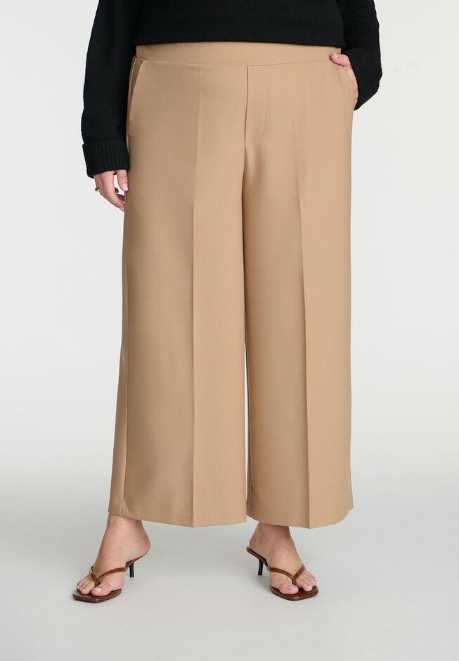 Woven Wide Leg Crop Pant, TOBACCO BROWN, on-hover image number null