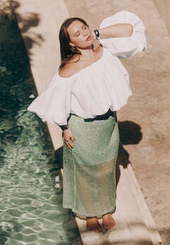 Semi Sheer Sequin Midi Skirt