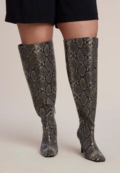 Embossed Faux Leather Knee-High Boot