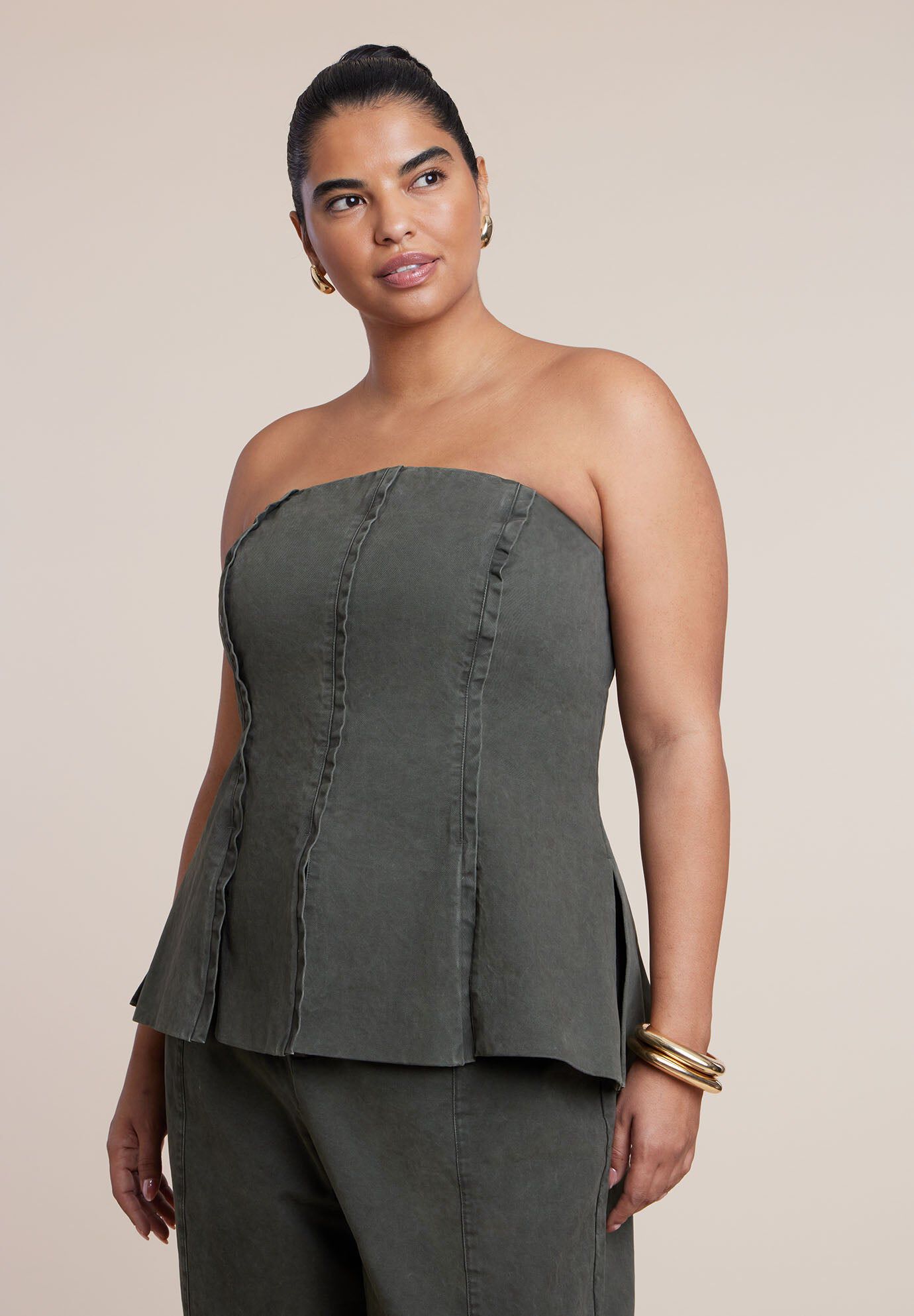 Seam Detail Strapless Top