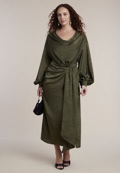Draped Jacquard Maxi Dress
