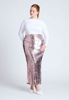 Sequin Column Midi Skirt