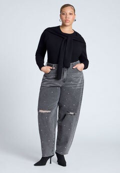 Relaxed Taper Leg  Jean With Studs