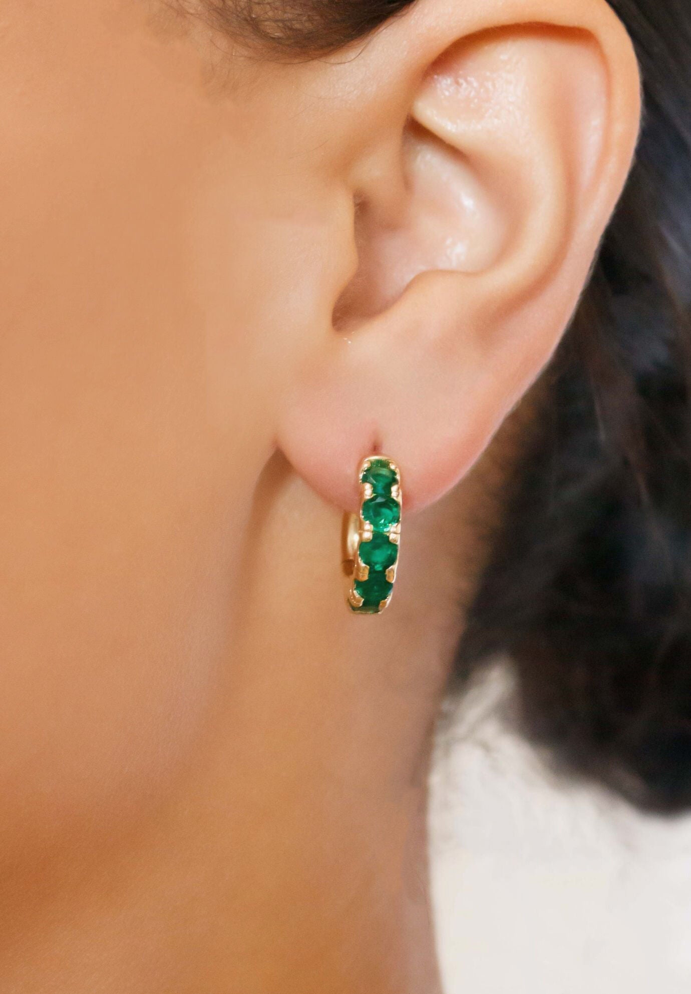 Kelly CZ Hoope Earrings, GOLD, on-hover image number 1