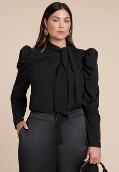 Plus Size Dressy Black Tops