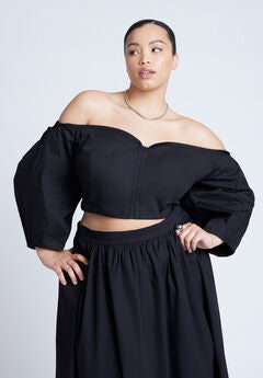Plus Size Black Cold Shoulder Top
