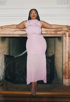 Combo Fabric Pleated Dress