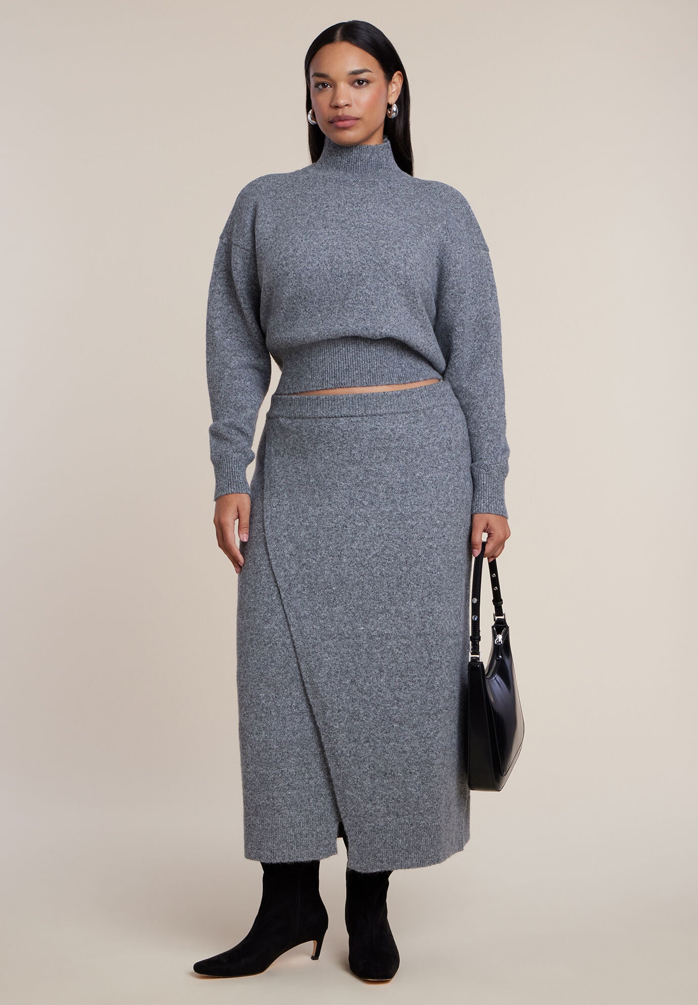 Sweater Wrap Midi Skirt
