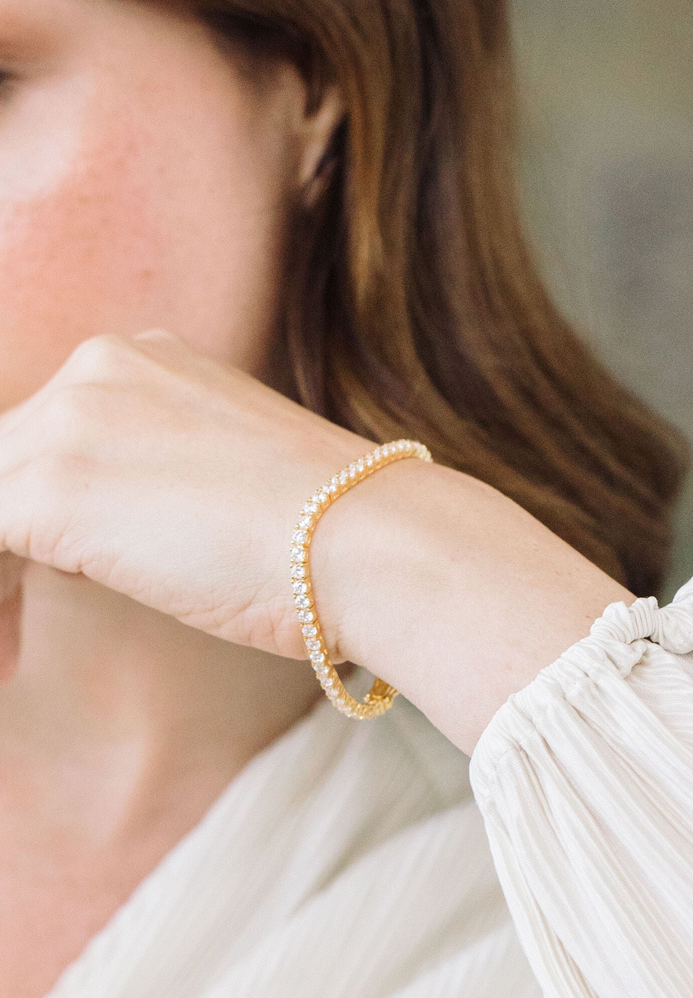 Isabella Vermeil Gold Tennis Bracelet, GOLD, alternate image number 2