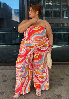 Plus Size Wide Leg Floral Pants