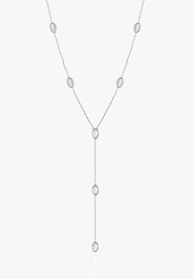 Kristen Silver Oval Lariat Necklace, SILVER, hi-res image number 0