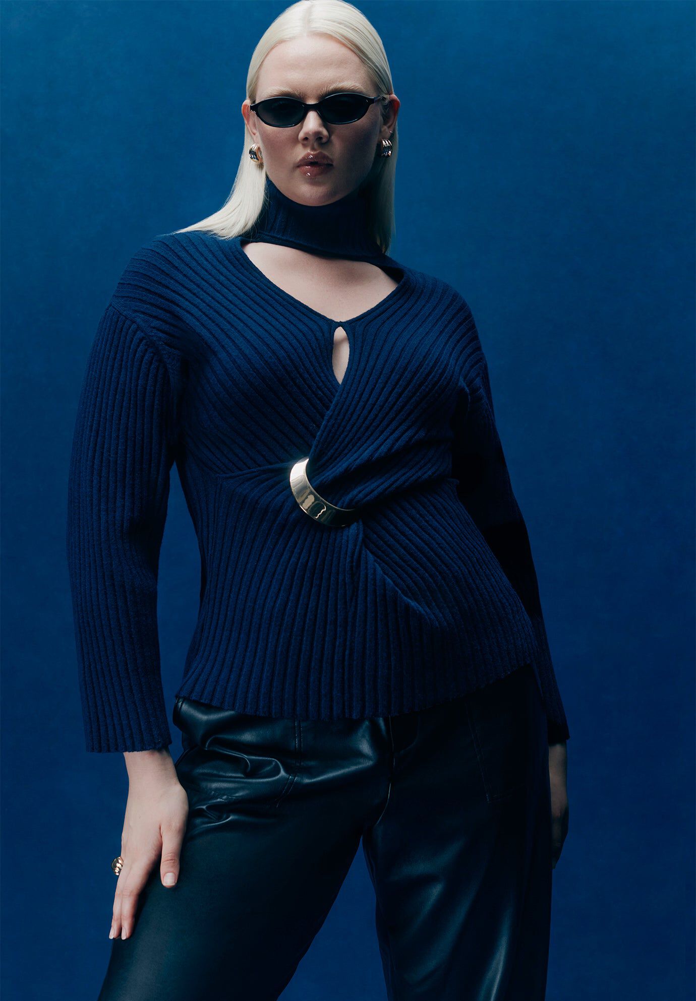 Turtleneck Belted Sweater