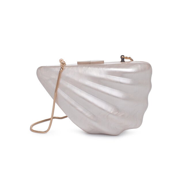 Marine Shell Shaped Evening Bag, IVORY, alternate image number null