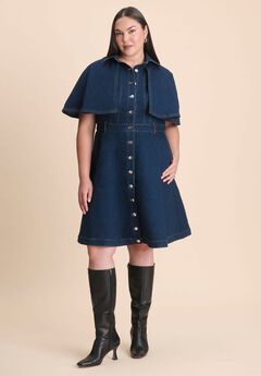 Denim Cape Detail Dress