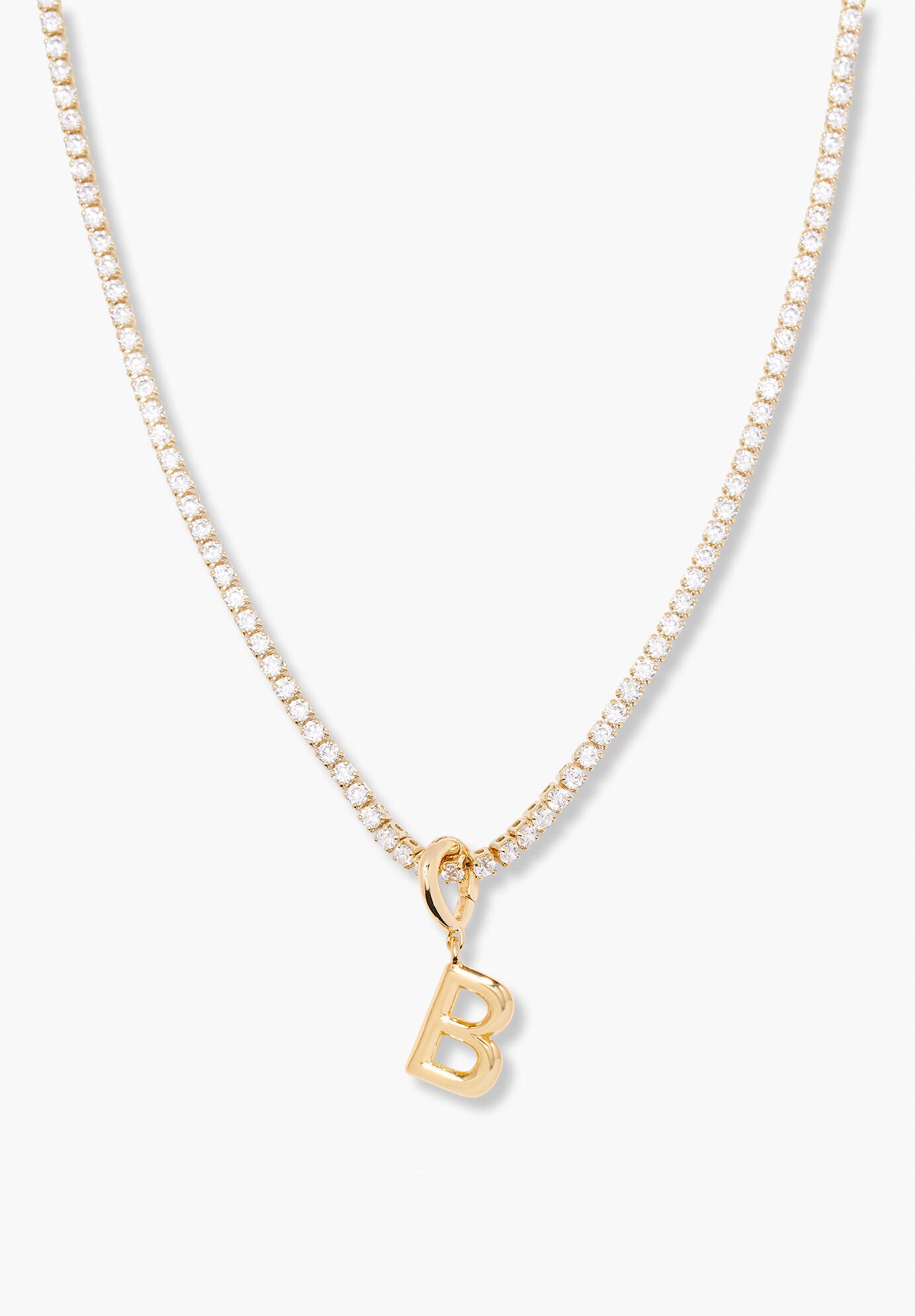 Isabella Mini Tennis Initial Necklace, B, hi-res image number 0