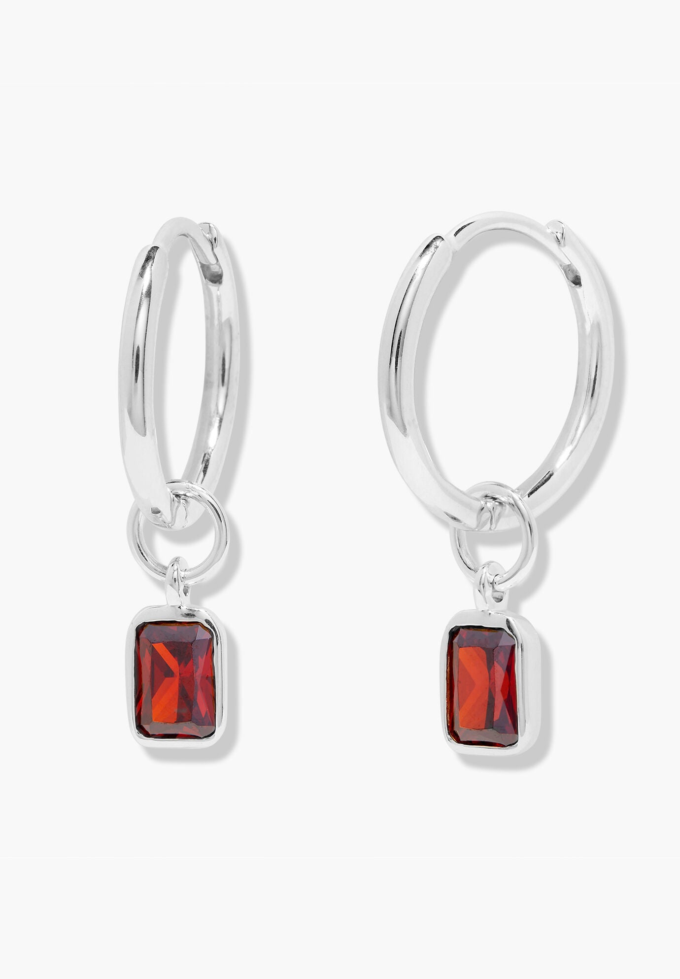 Mackenzie Silver Birthstone Hoops, JANUARY, hi-res image number 0