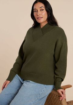 Overlap Mockneck Sweater