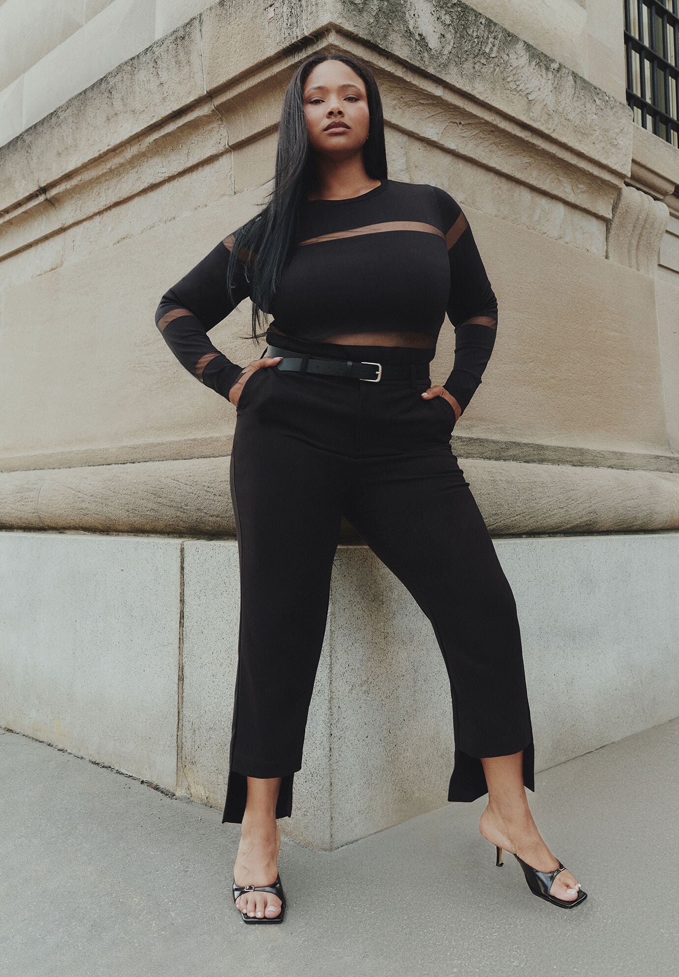 Step Hem High-Waist Trouser