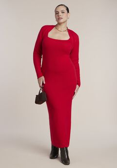 Shrug Detail Knit Maxi Dress