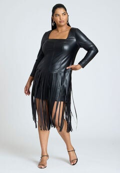 Fringe Faux Leather Dress