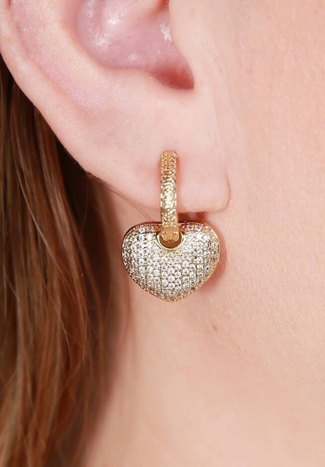 Amore Heart Earrings, GOLD, alternate image number 1