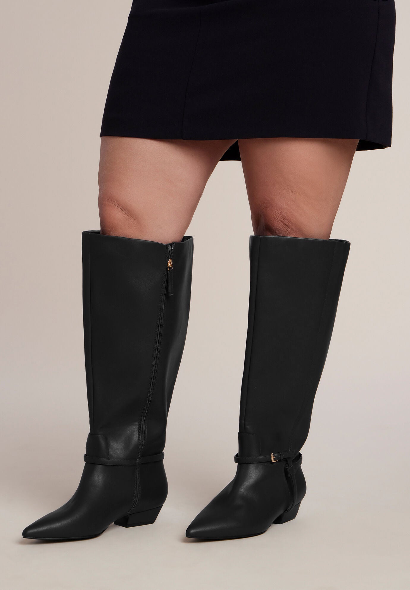 Faux Leather Knee-High Boot