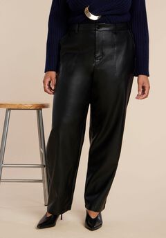 Faux Leather Straight Leg Pant
