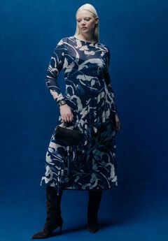 Asym Printed Midi Dress