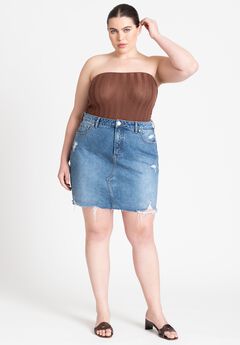 Plus Size Denim Mini Skirt