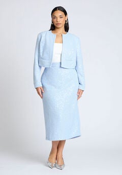 Sequin Tweed Midi Skirt